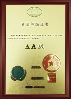 企业资信等级证书AA级